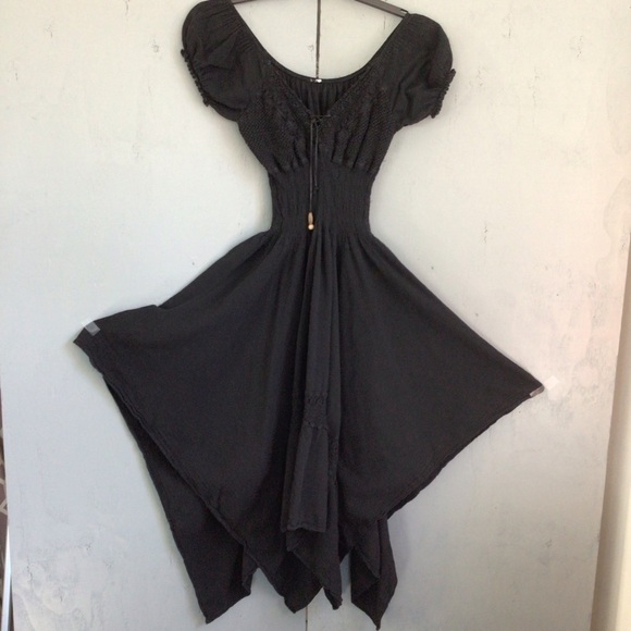 Pirate Bohimian Black Off The Shoulder Summer Dress - Picture 1 of 9